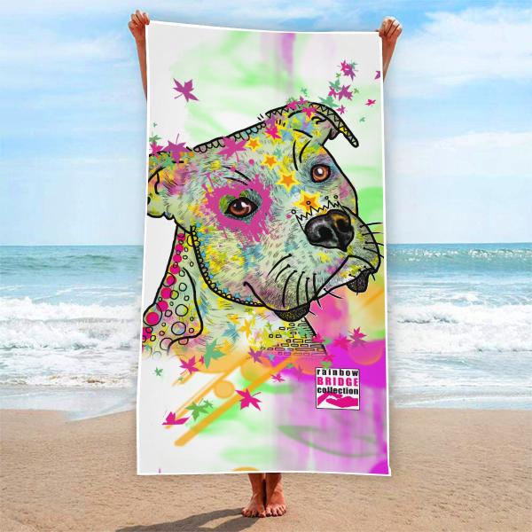 Badehandtuch Calli Callmund – Popart-Hundemotiv, 75x165 cm, 100 % Polyester, weich & schnelltrocknend